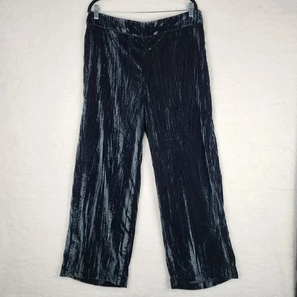 Soft Surroundings Pants Womens L Black High Waist Pull On Minimalist Lagenlook - Picture 1 of 9